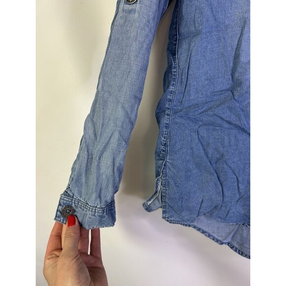 Soft Surroundings Chambray Denim Button Front Shirt - Picture 7 of 10